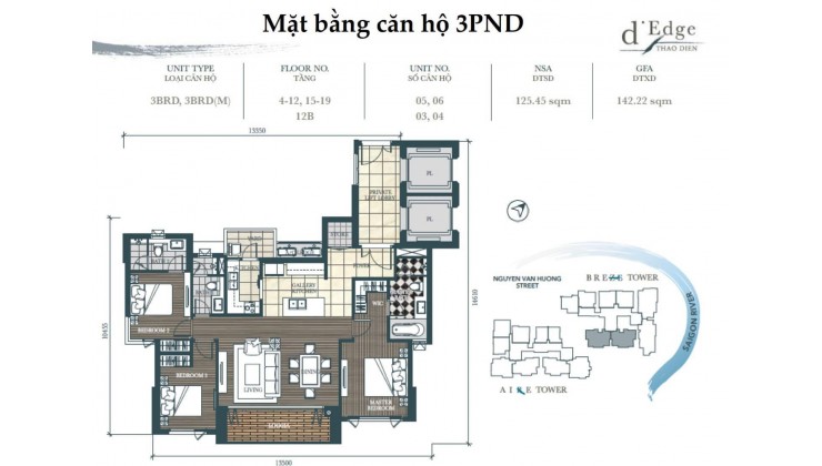 D'edge apartment for rent near BIS school 3bedroom 2800$