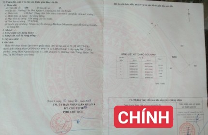 BÁN NHANH đất mặt tiền Đường số 197, Phường Tân Phú, TP. Thủ Đức