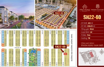 Cần Bán LK SH22-60: Phân Khu San Hô – Vinhomes Ocean Park 2 – Hướng Tây Bắc