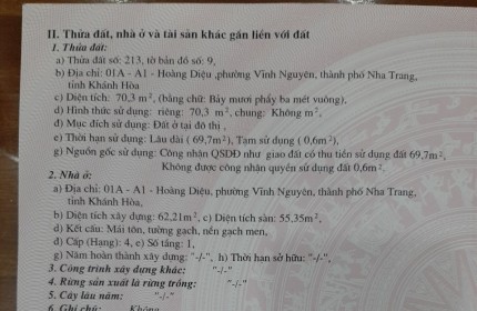 BÁN ĐẤT NỀN NHA TRANG, KHÁNH HÒA, DT 69M² NGANG 5,5M, GIÁ 3,6 TỶ