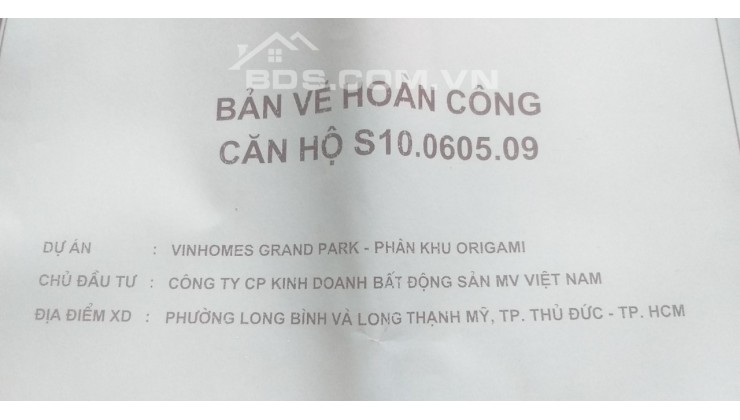 Bán căn hộ Vinhomes S10.0605.09, 2 PN, 2 WC, 1 PK, DT 59,2 m2, giá 3 tỉ VND