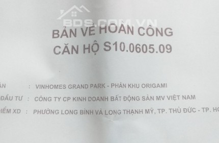 Bán căn hộ Vinhomes S10.0605.09, 2 PN, 2 WC, 1 PK, DT 59,2 m2, giá 3 tỉ VND