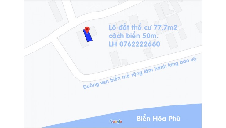 Đất View biển 77m2 thổ cư 100%.ngay KDC.SHR chính chủ