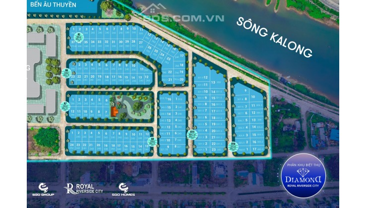 Ra hàng sản phẩm đất nền Biệt Thự Royal Riverside City cực phẩm đẹp nhất giá chỉ 31tr/m2,sẵn sổ đỏ,không phải xây dựng,cạnh sông Kalong tầm view