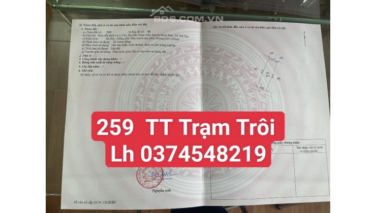 66M2 ĐẤT TT TRẠM TRÔI 10M RA QL 32 GIÁ 70TR