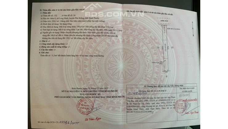 Bán đất Long Bình - Phú Riềng - Bình Phước giấy tờ pháp lý đầy đủ