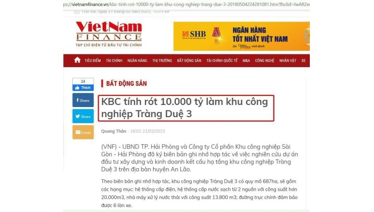 ĐẤT VEN KCN, ĐỈNH CAO TĂNG GIÁ