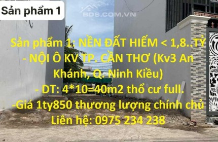 ĐẤT NỀN GIÁ RẺ <1,8..TỶ(Nội Ô TP Cần Thơ)