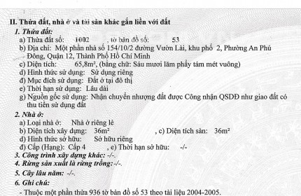 Bán đất 4x16,5= 66m2, số 154/10/2 Vườn Lài, hẻm nhựa 7m, cách Gò Vấp 2km, Bình Thạnh 3km