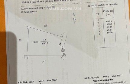 Bán 4212m2 đất vườn xã Sông Luỹ, đẹp có đường chỉ 610tr cách farm, dân cư 400m