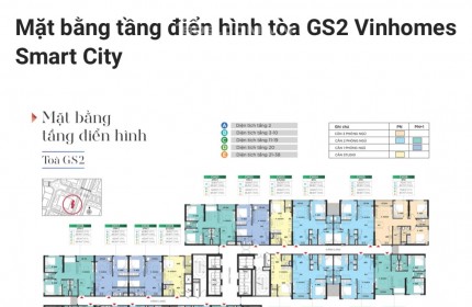 Bán căn hộ  tòa GS2 Vinhomes Smart City,64m2, view vườn Nhật, tặng full nội thất cao cấp