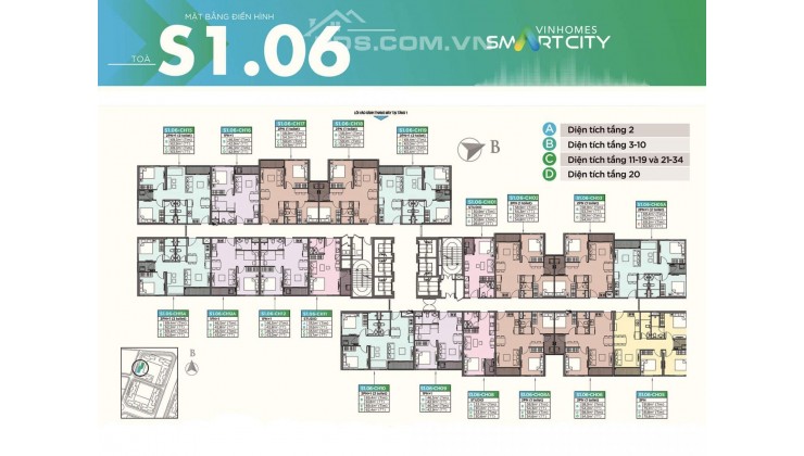 Cần Bán Nhanh Căn 2205, Tòa S1- 06  Chung cư Vinhomes Smart City,3PN+2VS, DT: 76m, ban công Hướng  ĐN giá 3,5 tỷ