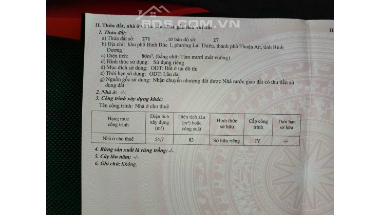 CỰC GẤP BÁN ĐẤT KÈM DÃY TRỌ TRUNG TÂM CHỢ LAI THIÊU TP THUẬN AN - SỔ RIÊNG - CÓ SẴN THU NHẬP HÀNG THÁNG