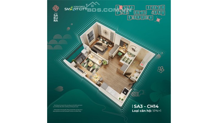 Với 650tr có ngay căn chung cư Cao Cấp (1N+ 42,8m2) tại Vinhome Smartcity. LH Mr.Lộc 0866690890