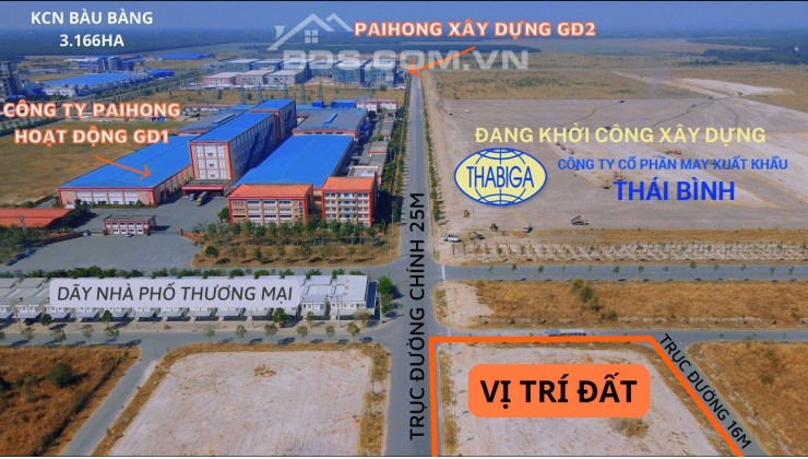 Đất nền đối diện côngty Paihong đang hoạt động giá 9,2tr/m2