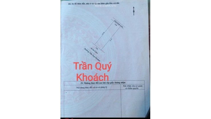 Cần tiền bán gấp TRẦN QUÝ KHOÁCH- EM TẶNG bản vẽ thiết kế nhà 3 tầng chưa kịp xây. Chính chử: 0932 464 717