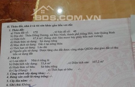 bán nhà Bảo Ninh Đồng Hới, gần trường tiểu học, giá 1 tỷ xxx, LH 0888964264