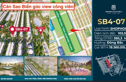Em bán căn góc Sao Biển ký mới chủ đầu tư view trực diện công viên