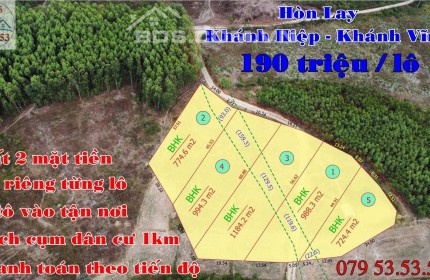 190tr/lô diện tích 1.184m2, sổ con từng lô. Bao thuế phí