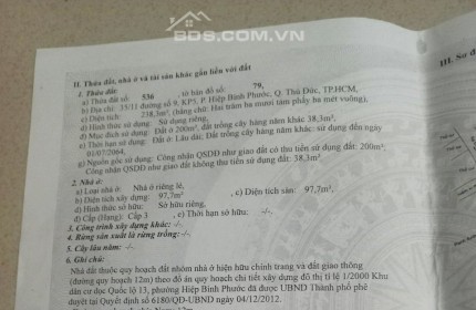 Bán nhà 35/11 đường số 9, KP5, P.Hiệp Bình Phước, 238,3m2, SHR, 15,4 tỷ. Lh;0933550700