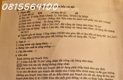 Cho thuê mặt bằng đường số 48 Hiệp Bình Chánh, Thủ Đức - 12x35 (400m2) Giá 65 triệu/tháng