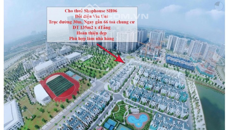 Cho thuê Shophouse San Hô 06 hoàn thiện Đối diện VIN UNI làm cafe, nhà hàng tại Vinhomes Ocean Park Gia Lâm