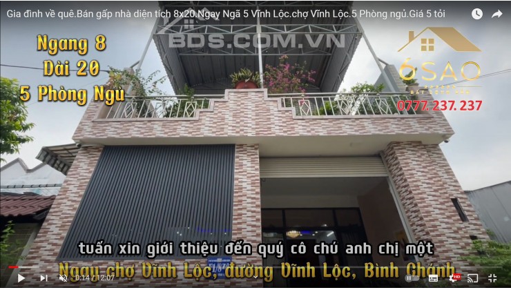 Bán nhà trả nợ 8x20 ngay ngã 5 Vĩnh Lộc - chợ Vĩnh Lộc