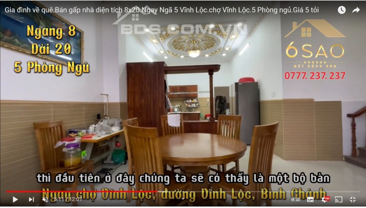 Bán nhà trả nợ 8x20 ngay ngã 5 Vĩnh Lộc - chợ Vĩnh Lộc