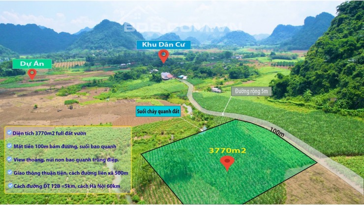 Thửa đất đẹp view cánh đồng lựng là núi tại Tú Sơn - KIm Bôi.