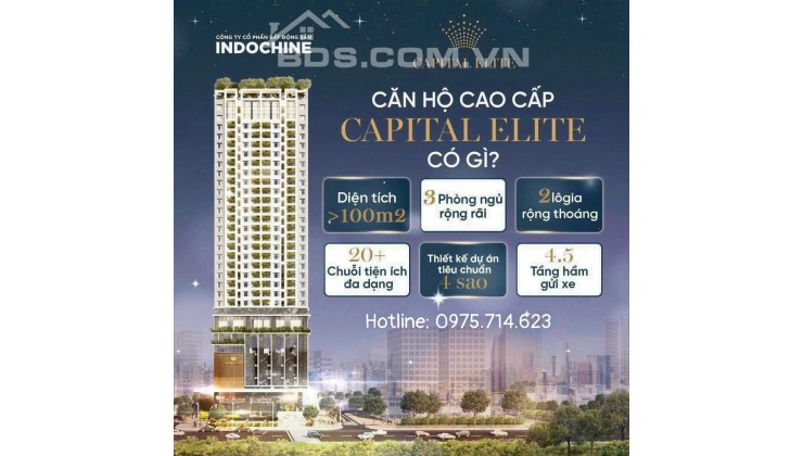 ĐỘC QUYỀN QUỸ CĂN NGOẠI GIAO CAPITAL ELITE GIÁ TỐT NHẤT THỊ TRƯỜNG 
Chỉ 55tr/1m2 sở hữu ngay căn hộ 3 ngủ 2 lô gia cao cấp trung tâm thành phố.