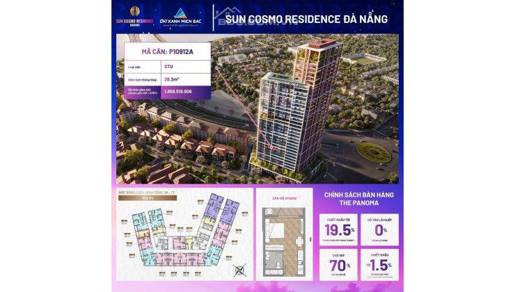 Căn Studio [ĐỘC QUYỀN] tại Tầng 9 dự án Sun Cosmo Residence Đà Nẵng