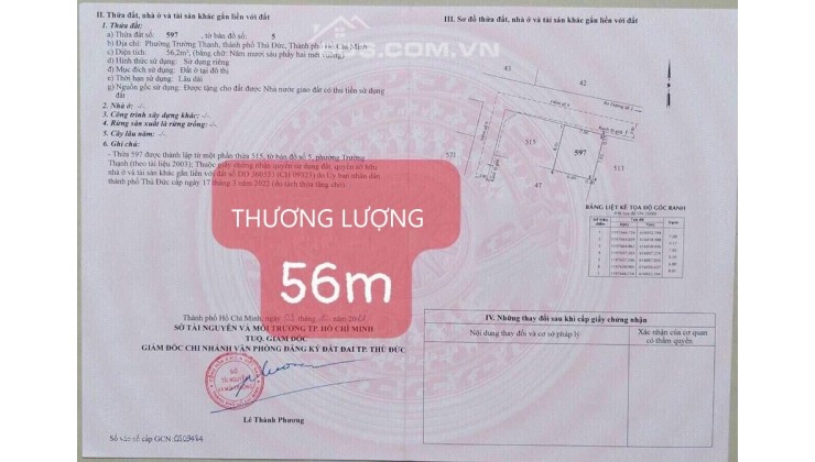 Cần ra gấp nền đất đường Lò Lu Trường Thạnh Thủ Đức 56m2 mặt đường 6m