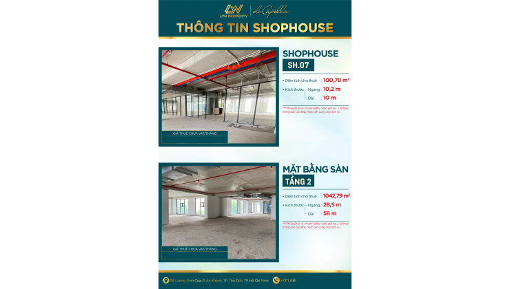 Shophouse dự án De Capella Q.2 ưu tiên tiện ích cư dân 179m2 chỉ 85tr/tháng.