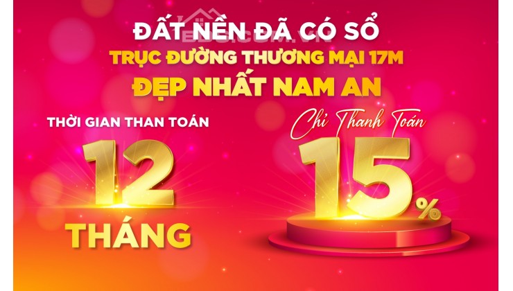 Bán đất mặt tiền đường 17m, trả góp 12 tháng