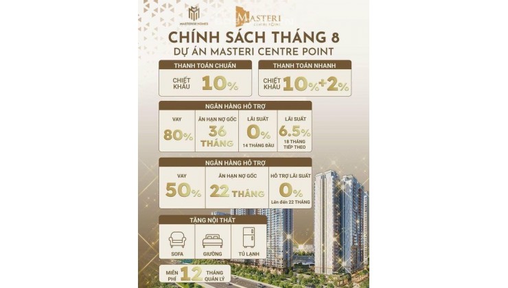 Cập nhật chính sách bom tấn của dự án Masteri Centre Point tháng 08/2023 hotline 0902848900