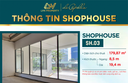 Cho thuê Shophouse De Capella Q.2 116 Lương Đình Của 100m2 giá từ 50tr/tháng.