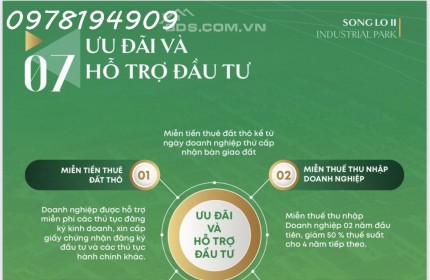 Bán lô 2ha khu công nghiệp Sông Lô 2 lô góc giá chỉ 90$/m. LH 0978194909