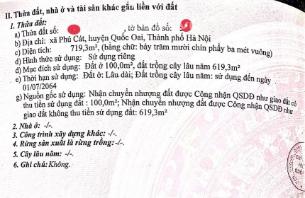 Chính chủ gửi bán lô góc 719m2 cách đường đôi nhà máy in tiền 200m tại phú cát - quốc oai