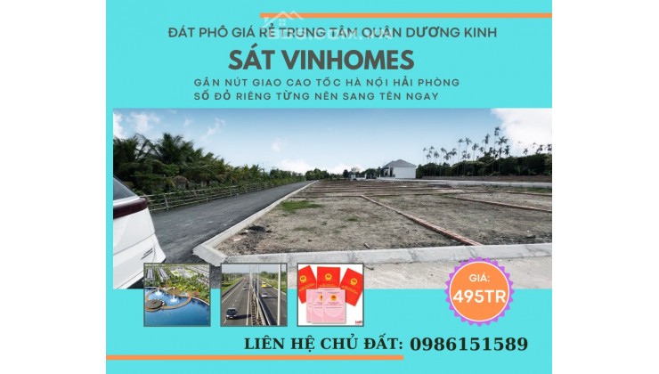 Cần bán 2 lô đất liền nhau mặt tiền rộng 9m nằm trong khu dân cư phường Hòa Nghĩa, quận Dương Kinh Hải Phòng.