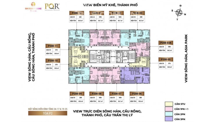 Quỹ căn 1 ngủ sở hữu lâu dài view trực diện Cầu Rồng và Sông Hàn giá 2,3 tỷ chiết khấu 20.5%