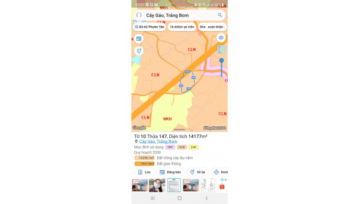 Bán đất 2 Mặt Tiền Nhựa Chính Xã Cây Gáo, Huyện Trảng Bom, Tỉnh Đồng Nai . 0938974428