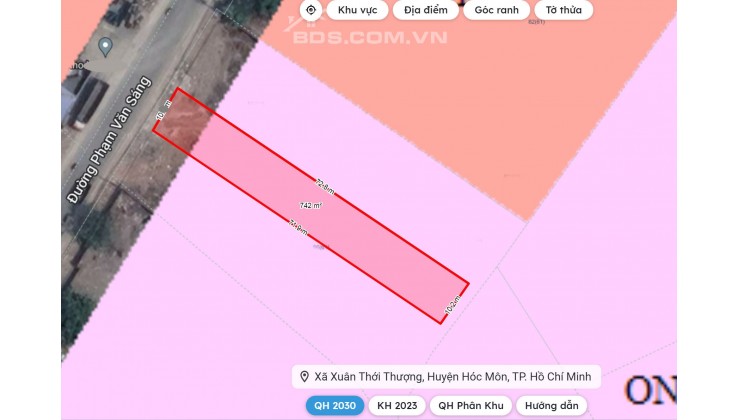 Bán lô đất mặt tiền - đường container có lề rộng - đã lên hết thổ cư - Huyện Hóc Môn