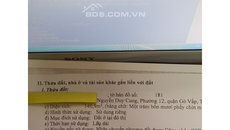 Nhỉnh 40tr/m2, Bán đất Nguyễn Duy Cung, Gò Vấp, 140m2, 6 tỷ 0964364745