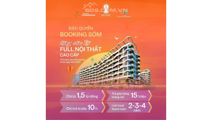 BOOKING TIÊN PHONG - RINH CĂN HỘ BIỂN VINHOMES FULL NỘI THẤT - THE 5 WAY PHÚ QUỐC CHỈ 1,5 TỶ