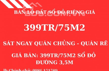 Chính chủ mở bán lô đất nằm ngay ngã ba Quán Chủng Mỹ Đức, An Lão, Hải Phòng, giá chỉ 399tr/lô bao gồm chi phí ra sổ.