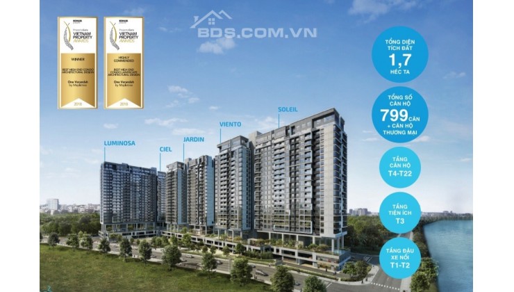 CĂN HỘ ONE VERANDAH 80% CĂN HỘ VIEW SÔNG TUYỆT ĐẸP Căn 2PN view Sông, hướng quận1