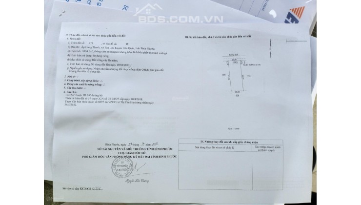 Bán đất chính chủ 20x50m 1000m2 đường bê tông hữu, dân cư đông đường thông giá 450tr.