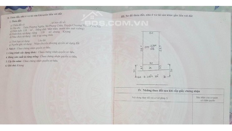 Cc bán lô 118m2 mặt đường kinh doanh Phụng Châu, giá 27,5 triệu/m2