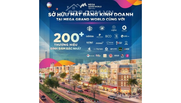 Cho thuể MBKD,Shophouse Mega Grand World HN - Miễn phí 2 năm tiền thuê - Tặng Voucher 30tr