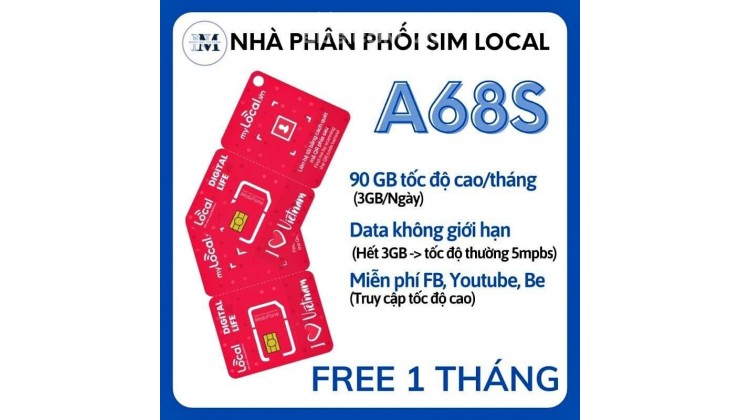 Sim 4G Mobifone Local A68S - Data không giới hạn